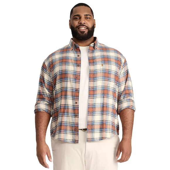 Big & Tall Men's IZOD Flannel Button Down Shirt, Ginger Bread, 3XL - Picture 1 of 1